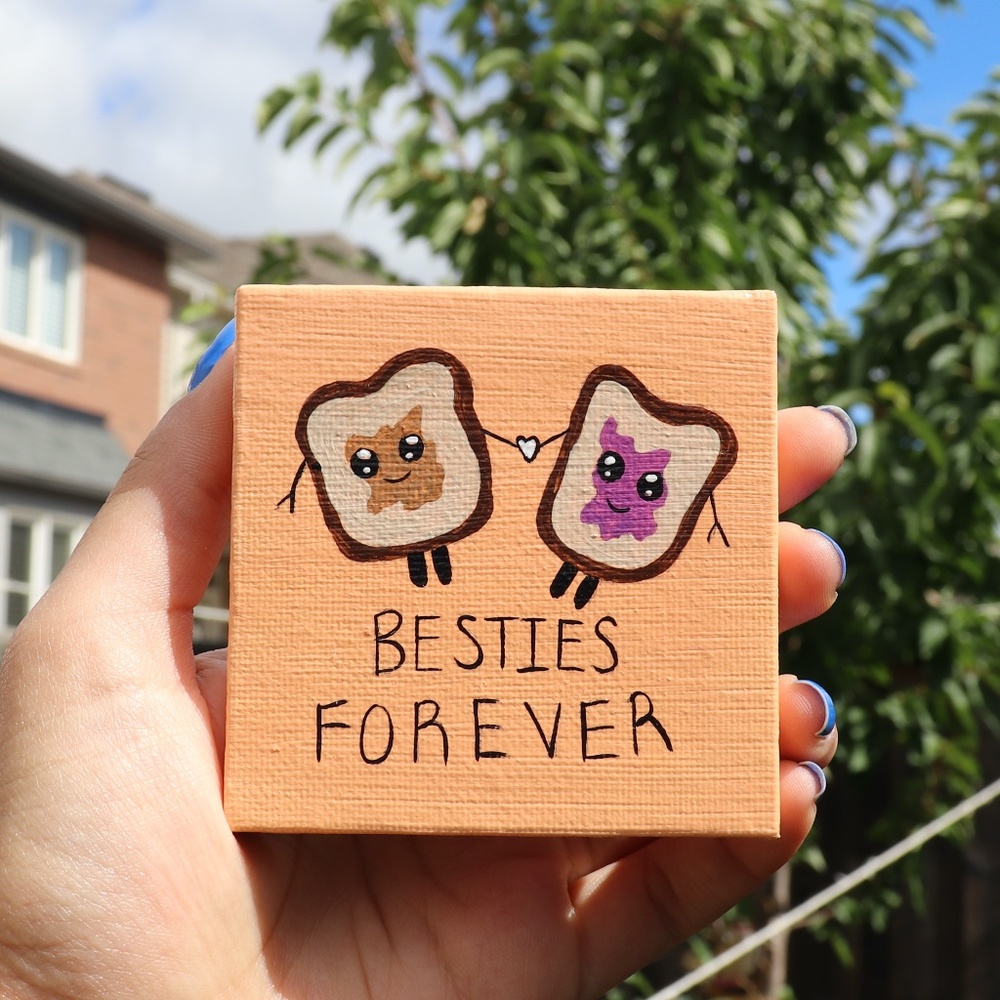 Handmade 3x3inch Mini Canvas, and free wood easel